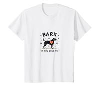 Bark If You Love Me Dog Lover Paw Print Heart T-Shirt, Kids, White, 12 Years