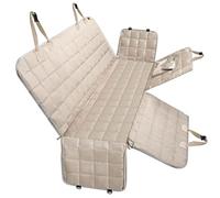 Bark Lover Dog Car Seat Covers Hammock for Cars Trucks SUV - Waterproof Pet Car Seat Protector for Backseats, More Durable Zippered Side Flaps Ensure Dog Travel Safety,Beige Regular