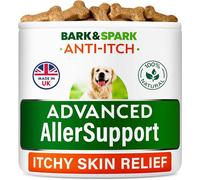 BARK&SPARK Dog Itch & Allergy Support Chews - Skin & Coat Supplement - Omega 3 Fish Oil -Itching & Paw Licking - Dry Skin & Hot Spots - 60 Chews - BBQ Beef
