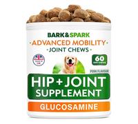BARK&SPARK Glucosamine Chondroitin Dog Hip & Joint Supplement - Joint Pain Relief - Hip & Joint Chews - Joint Support- Senior Doggie Vitamin Pill - BBQ Pork & Turkey - 60 +Chews