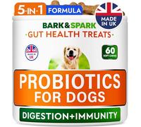 BARK&SPARK Vet Strength Dog Probiotics for Gut Health & Digestive Enzymes - Gas, Diarrhea, Constipation Chewables - Allergies Itchy Skin - Dogs Digestive Health - 60 Count (Pack of 1) Grilled Turkey