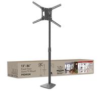 Barkan 13-86 inch Bolted Down TV Floor Stand with Tilt, swivel and Height Adjustment Stand, Holds Up to 56 kg, Glossy finish, 5 Year Warranty, Iron Base, Pole, Fixed, Fits LED OLED LCD
