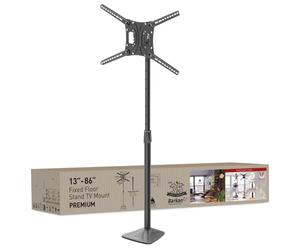 Barkan 13-86 inch Bolted Down TV Floor Stand with Tilt, swivel and Height Adjustment Stand, Holds Up to 56 kg, Glossy finish, 5 Year Warranty, Iron Base, Pole, Fixed, Fits LED OLED LCD