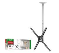 Barkan 97cm Long White TV Ceiling Mount, 13-65 inch Full Motion - 3 Movement Flat/Curved Screen Bracket, Holds up to 40kg, Telescopic Height Adjustment, Fits LED OLED LCD