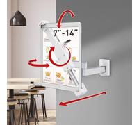 Barkan Lockable Tablet Mount Holder for 7-14 inch Devices, Anti-Theft, Full Motion Articulating, 360 Degree Rotation Bracket, fits Apple iPad/Air/Mini, Samsung Galaxy Tab, Fire HD 7/8 / 10