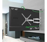 Barkan Long White TV Wall Mount, 13-65 inch Full Motion Articulating - 4 Movement Flat/Curved Screen Bracket, Holds up to 79lbs, Extremely Extendable, Fits LED OLED LCD (BM343XLW)