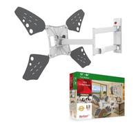 Barkan Long White TV Wall Mount, 13-80 inch Full Motion Articulating - 4 Movement Flat/Curved Screen Bracket, Holds up to 110lbs, Extremely Extendable, Fits LED OLED LCD