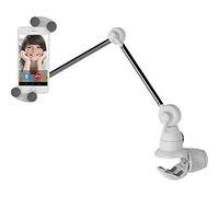 Barkan Tablet Mount Holder for 4-12 inch Devices, Portable Multi-Position, 360 Degree Rotation Bracket, fits Apple iPad/Air/Mini, Samsung Galaxy Tab, Firm Clamp, for Smartphone White/Grey/Silver