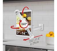 Barkan Tablet Mount Holder for 7-14 inch Devices, Full Motion Articulating, 360 Degree Rotation Bracket, fits Apple iPad/Air/Mini, Samsung Galaxy Tab, Fire HD 7/8 / 10