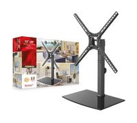 Barkan Tabletop TV Mount, 13-65 inch Swivel & Tilt Flat/Curved TV Stand Base, Holds Up to 36kg, Patented, Tempered Glass, Fits LED OLED LCD