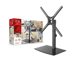 Barkan Tabletop TV Mount, 13-65 inch Swivel & Tilt Flat/Curved TV Stand Base, Holds Up to 36kg, Patented, Tempered Glass, Fits LED OLED LCD