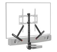 Barkan Universal Soundbar Mount & A/V Shelf, Adjustable Bracket for Mounting Above or Under The TV, Sizes 13-80 inch, Fits Most of Sound Bars Up to 14 lbs, Anti-Slip Clamp Black