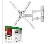 Barkan White TV Wall Mount, 13-65 inch Full Motion Articulating - 4 Movement Flat/Curved Screen Bracket, Holds up to 40kg, Patented, Fits LED OLED LCD