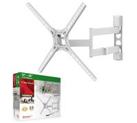 Barkan White TV Wall Mount, 13-65 inch Full Motion Articulating - 4 Movement Flat/Curved Screen Bracket, Holds up to 40kg, Patented, Fits LED OLED LCD