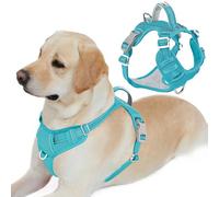 BARKBAY Dog Harness No Pull Oxford with ID Tag Pocket - Heavy Duty, Reflective, Easy Control for Large Dogs(Aqua Oxford,L)