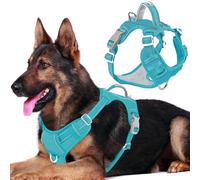 BARKBAY Dog Harness No Pull Oxford with ID Tag Pocket - Heavy Duty, Reflective, Easy Control for Large Dogs(Aqua Oxford,XL)