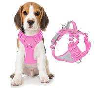 BARKBAY Dog Harness No Pull Oxford with ID Tag Pocket - Heavy Duty, Reflective, Easy Control for Large Dogs(Pink Oxford,M)