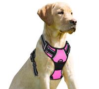 BARKBAY No Pull Dog Harness Front Clip Heavy Duty Reflective Easy Control Handle for Large Dog Walking(Pink,M)