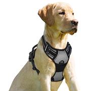 BARKBAY No Pull Dog Harness Front Clip Heavy Duty Reflective Easy Control Handle for Large Dog Walking(Dark Grey,XL)