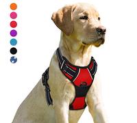 BARKBAY No Pull Dog Harness Front Clip Heavy Duty Reflective Easy Control Handle for Large Dog Walking(Red,M)
