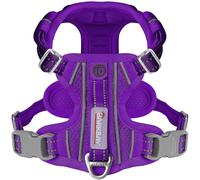 BARKBAY No Pull Dog Harness Front Clip Heavy Duty Reflective Easy Control Handle for Large Dog Walking with ID tag Pocket(Purple,S)