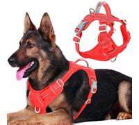 BARKBAY No Pull Dog Harness Front Clip Heavy Duty Reflective Easy Control Handle for Large Dog Walking with ID tag Pocket(Red,XL)