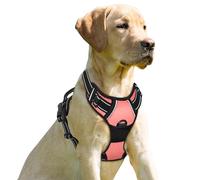 BARKBAY No Pull Dog Harness Front Clip Heavy Duty Reflective Easy Control Handle for Large Dog Walking(Light Pink,L)