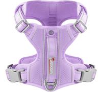 BARKBAY No Pull Dog Harness Front Clip Heavy Duty Reflective Easy Control Handle for Large Dog Walking with ID tag Pocket(Violet Purple,S)