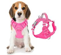BARKBAY No Pull Dog Harness Front Clip Heavy Duty Reflective Easy Control Handle for Large Dog Walking with ID tag Pocket(Pink,M)