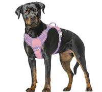 BARKBAY No Pull Dog Harness Large Reflective Dog Harness with Front Clip and Easy Control Handle for Walking Training Running with ID tag Pocket(Baby Pink & Violet Purple,XL)