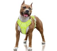 BARKBAY No Pull Dog Harness Large Reflective Dog Harness with Front Clip and Easy Control Handle for Walking Training Running with ID tag Pocket(Sunlight,L)