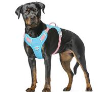 BARKBAY No Pull Dog Harness Large Reflective Dog Harness with Front Clip and Easy Control Handle for Walking Training Running with ID tag Pocket(Baby Blue & Baby Pink,XL)