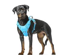 BARKBAY No Pull Dog Harness Large Reflective Dog Harness with Front Clip and Easy Control Handle for Walking Training Running with ID tag Pocket(Blue,XL)