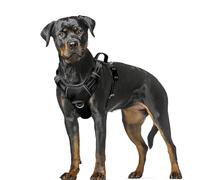 BARKBAY No Pull Dog Harness Large Reflective Dog Harness with Front Clip and Easy Control Handle for Walking Training Running with ID tag Pocket(Black,XL)