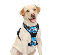 BARKBAY No Pull Dog Harness Large Step in Reflective Dog Harness with Front Clip and Easy Control Handle for Walking Training Running(Blue camo,L)