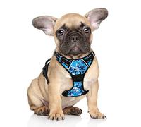 BARKBAY No Pull Dog Harness Large Step in Reflective Dog Harness with Front Clip and Easy Control Handle for Walking Training Running(Blue camo,S)