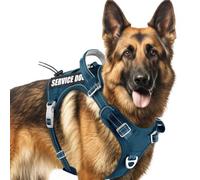 BARKBAY Service Dog Vest Tactical Dog Harness Medium Large Sized Dog Tags Personalized No Pull Adjustable Harness Reflective Working Training Easy Control Military Molle System(Legion Blue,XL)