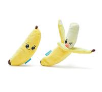 Barkbox 2 in 1 Interactive Plush Dog Toy - Rip and Reveal Toy for Dogs and Puppies - Stimulating Squeaky Pet Toys | Bananas (Small)