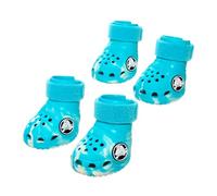 BarkBox Aqua Crocs Dog Shoes - Set of 4 Glow-in-The-Dark Dog Booties with EVA Foam, Adjustable Strap & Non-Slip Sole - Comfortable Paw Protection for Large Breeds (51-80 lbs)