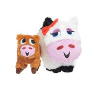 BarkBox Bertha the Cow Dog Toy | XL Plush Rip & Reveal Toy with 2 Squeakers, Bungee Calf, Treat Hiding & Crinkle | for Dogs