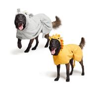 Barkbox Dog Bathrobe Bundle, Fast Drying with Hook and Loop Closure & Wrap Tie Snuggle, Cute Dogs Clothes, Easy to Clean, Machine Washable, Dog Coats and Tumble Dry Low - Lion/Rhino, Large