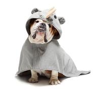 Barkbox Dog Bathrobe Fast Drying with Hook and Loop Closure & Wrap Tie Snuggle, Cute Dogs Clothes, Easy to Clean, Machine Washable, Dog Coats and Tumble Dry Low - Rhino, Medium
