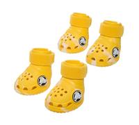 BarkBox Yellow Crocs Dog Shoes - Booties for Large Dogs 51-80 lbs | EVA Foam with Adjustable Strap, Breathable, Glow-in-Dark
