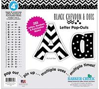 Barker Creek Letter Pop-Outs, 4" Black Chevron & Dots, Multicolor Designer Letters for Bulletin Boards, Breakrooms, Reception Areas, Signs, Displays, and More! 4", 255 Characters per Set (1720)