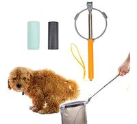 BARKIE Dog Poop Catcher with 120 Bags - 52" Extendable Handle, No Cleaning Required After Use, No Residue Left Behind, Lightweight and Portable, Stainless Steel Construction, Ideal for Small Dogs