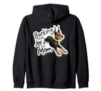 Barking for Mom Happy Black Tan Dog Lover Zip Hoodie
