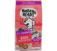 Barking Heads Complete Dry Dog Food 12kg - Adult All Hounder Hair Necessities Salmon - Natural Grain Free Hypoallergenic for Skin & Coat - Vet