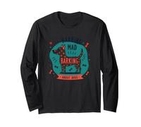 Barking Mad About Dogs Whimsical Pet Lover Long Sleeve T-Shirt, Adult Unisex, Black, XL