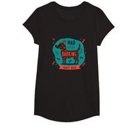 Barking Mad About Dogs Whimsical Pet Lover T-Shirt, Girls, Black, Medium