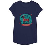 Barking Mad About Dogs Whimsical Pet Lover T-Shirt, Girls, Navy, Large